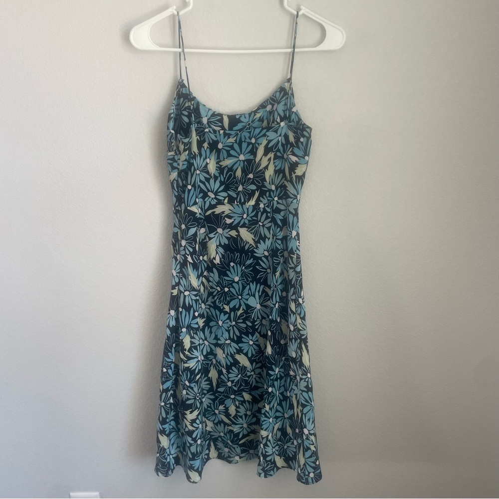 Express Floral Mini Dress Blue Black Spaghetti Strap Y2K Women Size 2 - Picture 11 of 11